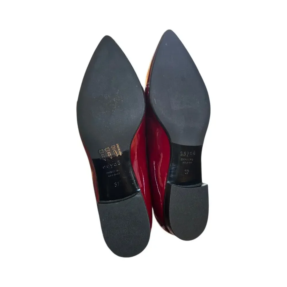 Aeyde Red Pointed Toe Patent Leather Minimalist Balletcore Ballet Flats